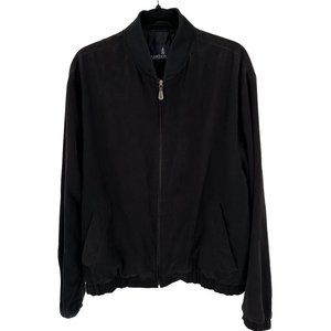 London Fog Mens Black Front Zip Lined Pockets Long Sleeve Sporty Jacket Size L